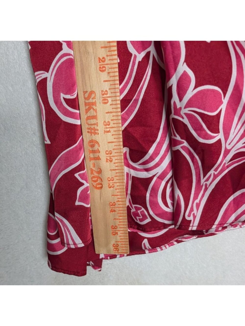 Nicole Miller New York Red Floral Wrap Midi Dress Size M Boho Cottage - Picture 9 of 16